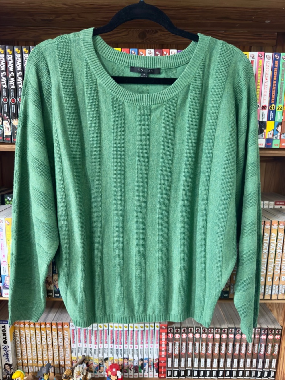 Cyrus Green Ribbed Crewneck Sweater